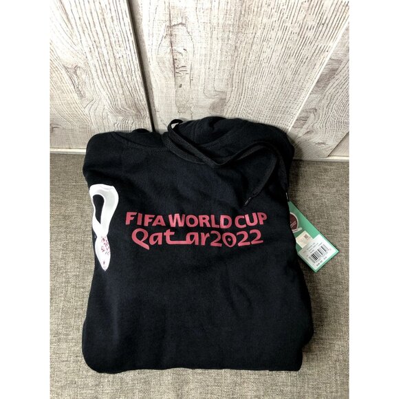 FIFA World Cup Mens Hoodie Sweatshirt Size XXL Licensed 2022 Black Burgundy - Picture 3 of 6